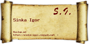 Sinka Igor névjegykártya